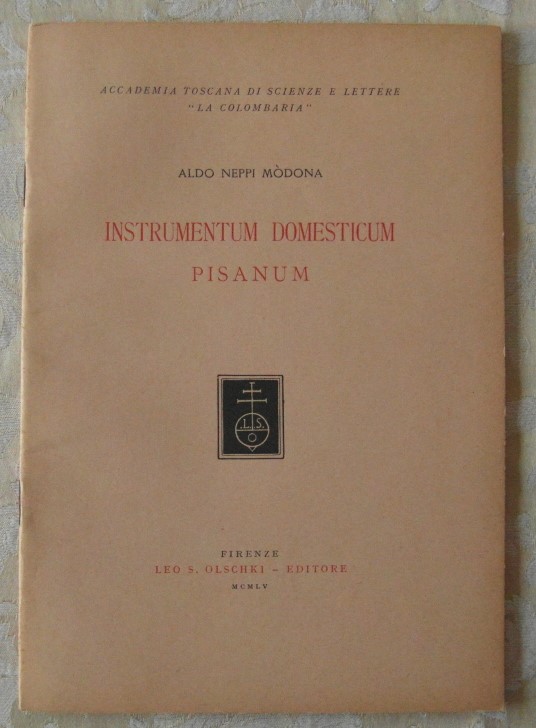 Neppi Modona Aldo INSTRUMENTUM DOMESTICUM PISANUM. - Copertina