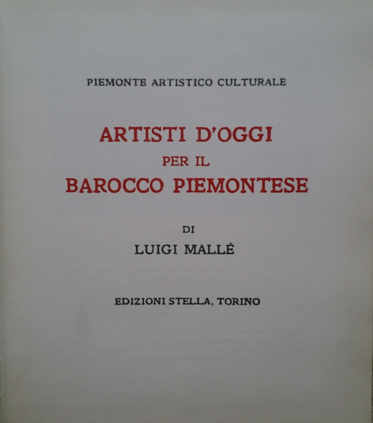 Mallè Luigi ARTISTI D'OGGI PER IL BAROCCO ... - Copertina