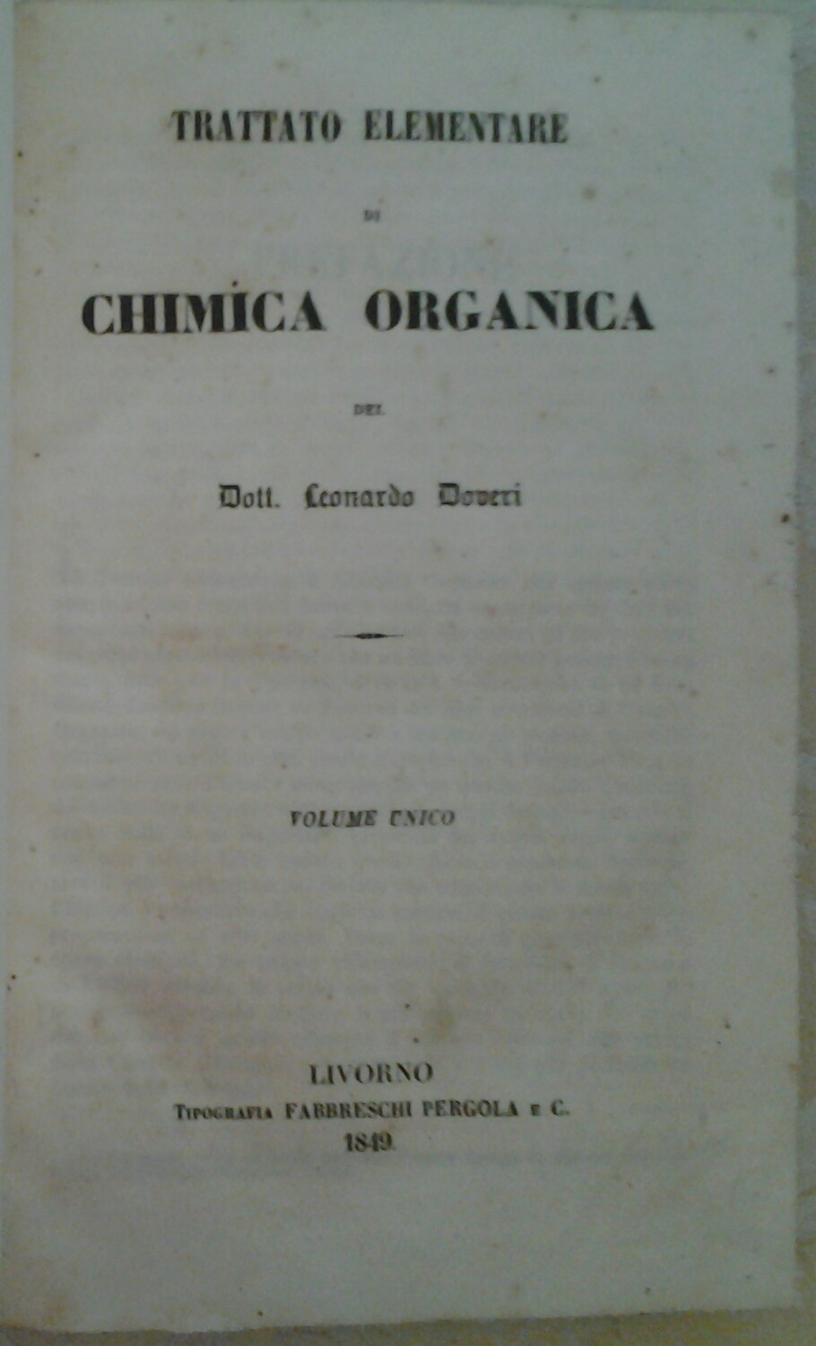 Doveri Leonardo TRATTATO ELEMENTARE DI CHIMICA ... - Copertina