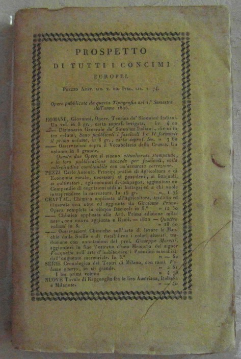 Gautieri Giuseppe PROSPETTO DI TUTTI I CONCIMI ... - Copertina