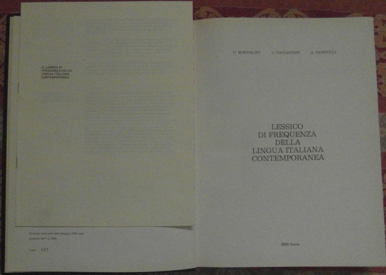 Bortolini U. Tagliavini C. Zampolli A. LESSICO DI ... - Copertina
