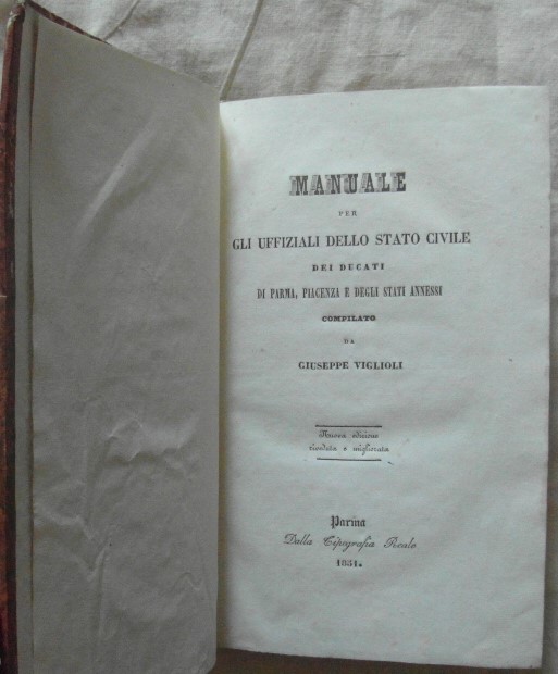 Viglioli Giuseppe MANUALE PER GLI UFFIZIALI DELLO ... - Copertina
