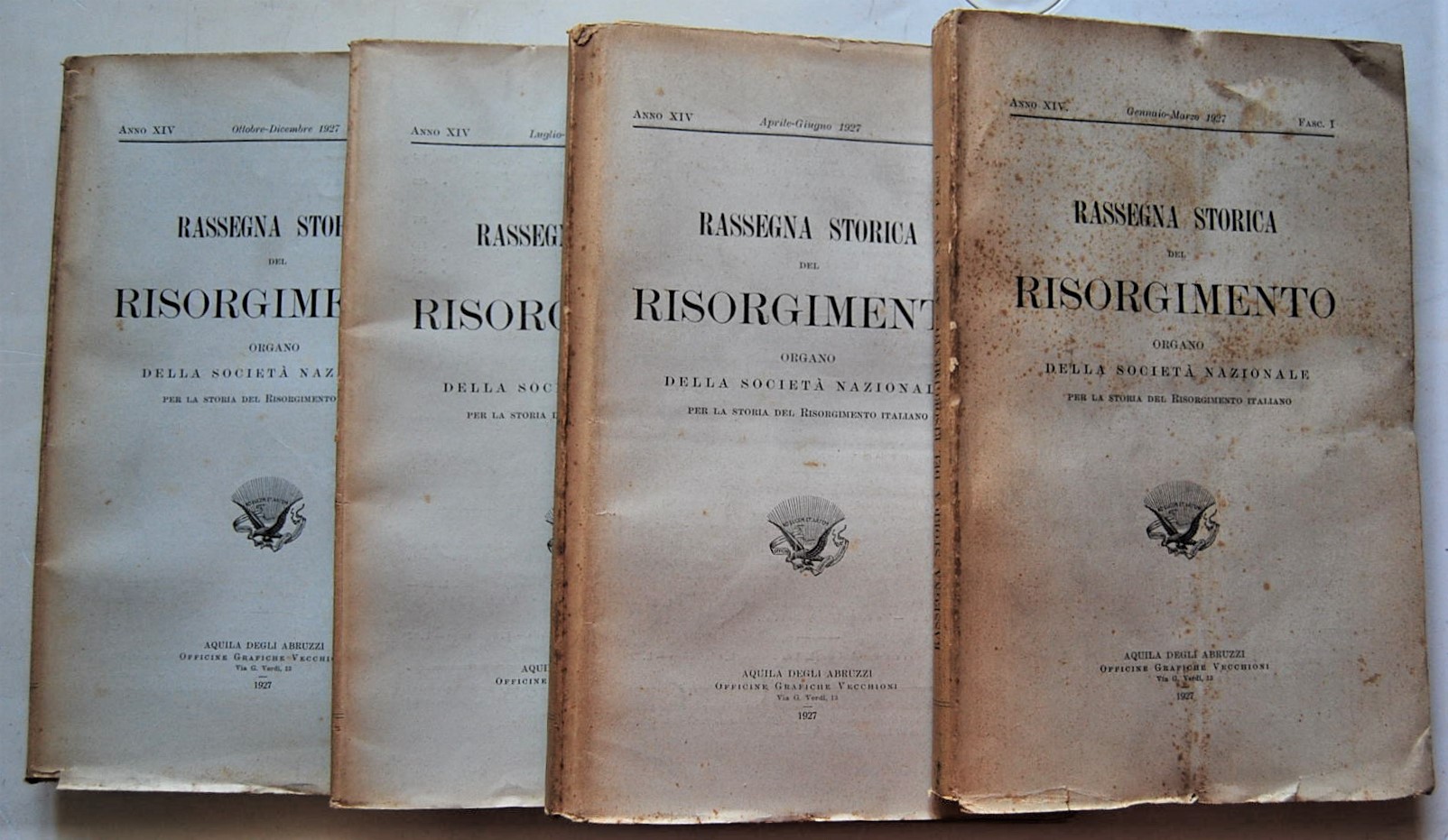  RASSEGNA STORICA DEL RISORGIMENTO. ANNATA 1927. - Copertina
