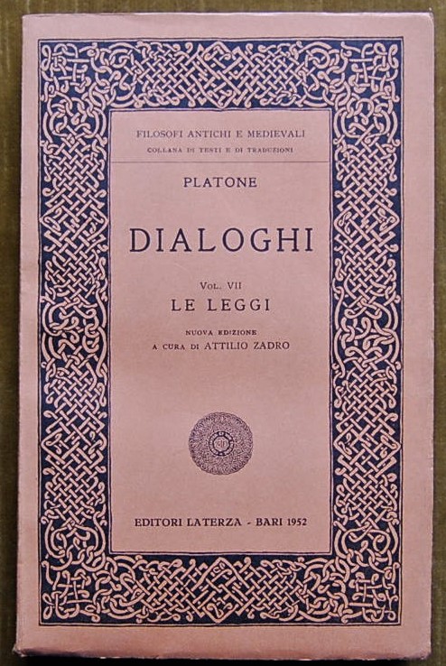 Platone DIALOGHI. VOLUME VII. LE LEGGI. - Copertina