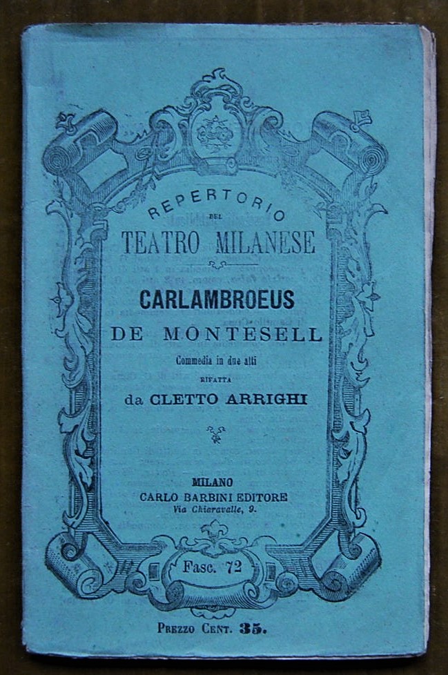 Arrighi Cletto CARLAMBROEUS DE MONTESELL. COMMEDIA... - Copertina