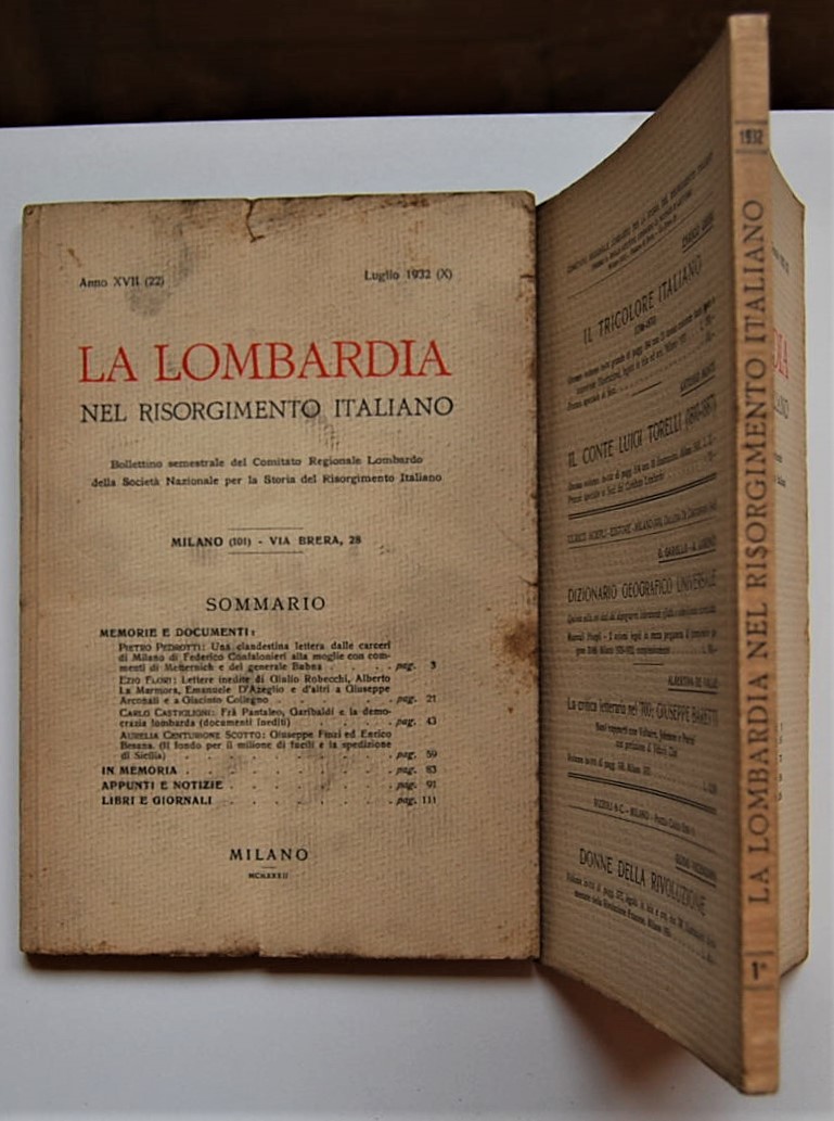 LA LOMBARDIA NEL RISORGIMENTO ITALIANO. ANNO XVII... - Copertina