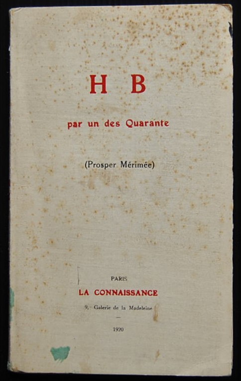 Merimee Prosper H B. PAR UN DES QUARANTE. - Copertina