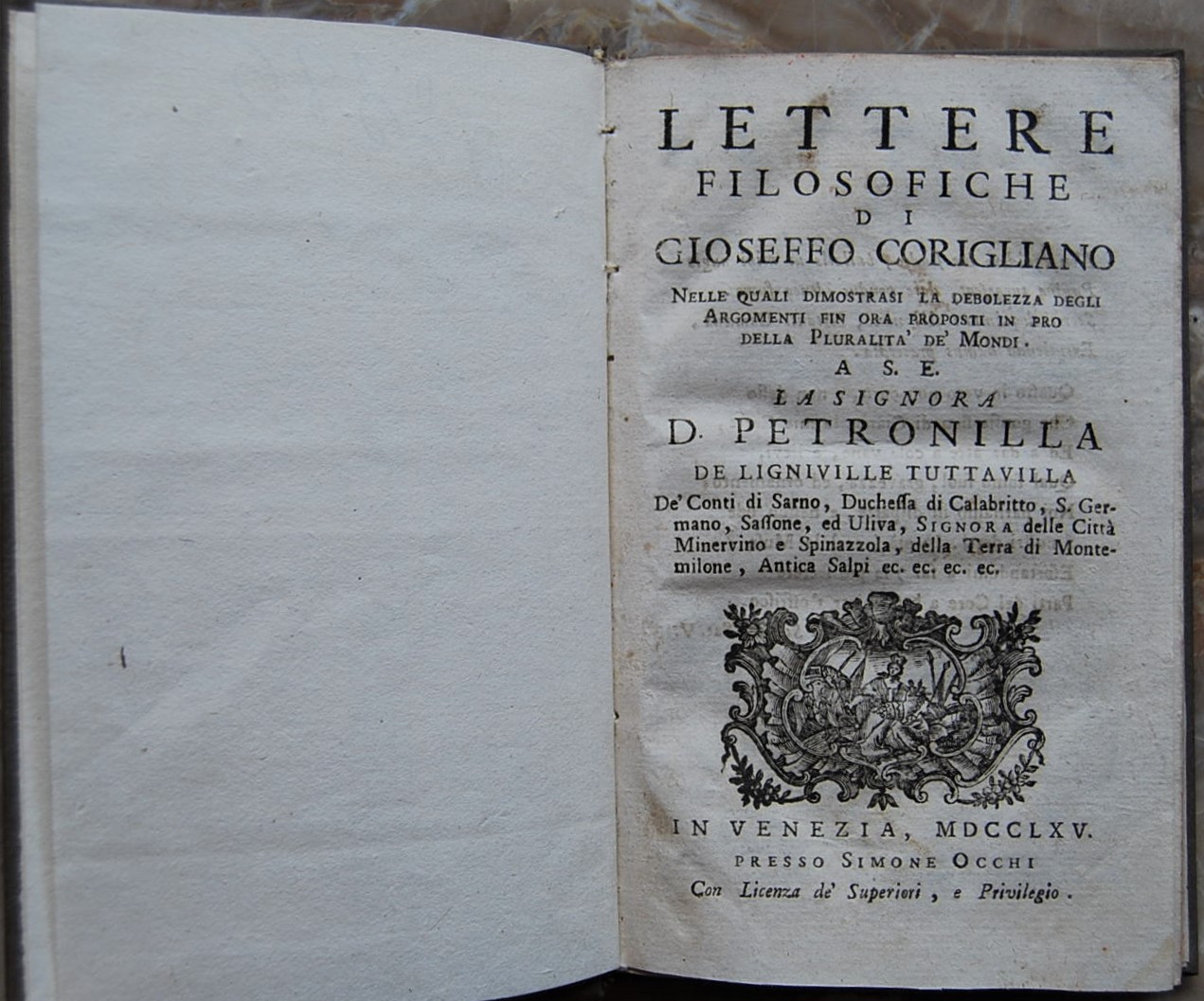 Corigliano Gioseffo LETTERE FILOSOFICHE DI ... - Copertina