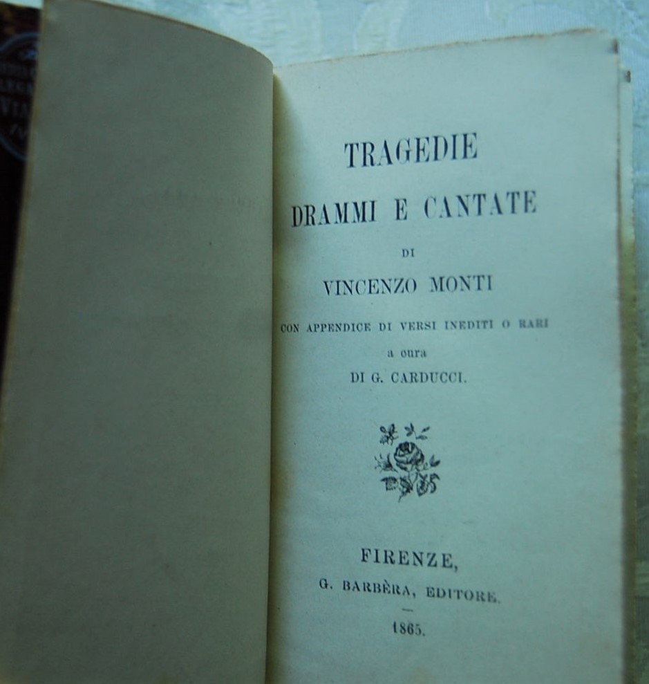 Monti Vincenzo TRAGEDIE DRAMMI E CANTATE. - Copertina
