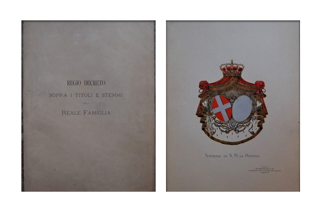  REGIO DECRETO SOPRA I TITOLI E GLI STEMMI DELLA ... - Copertina