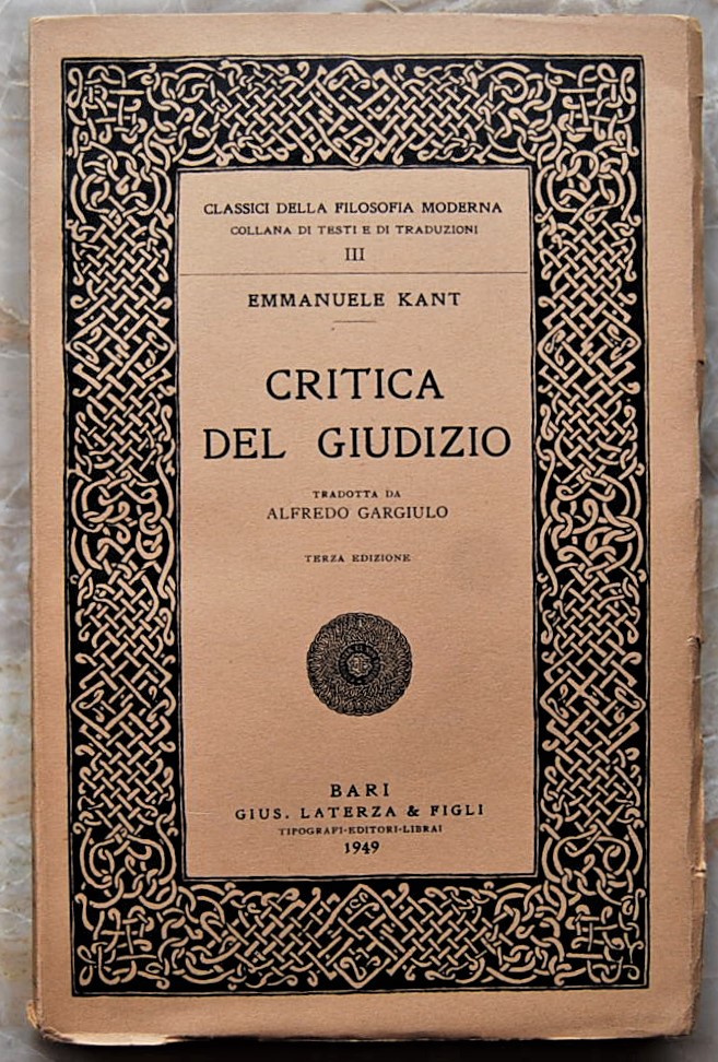 Kant Emmanuele CRITICA DEL GIUDIZIO. - Copertina