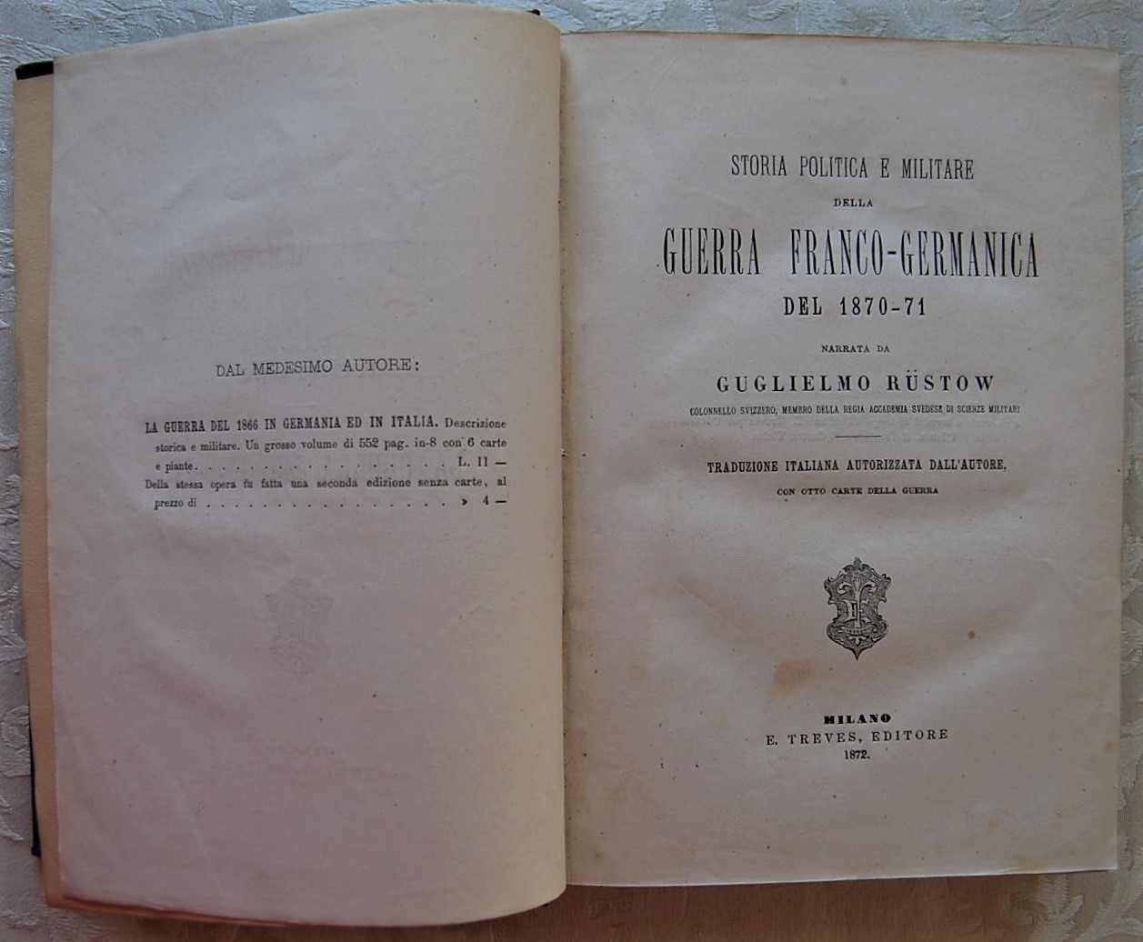 Rustow Guglielmo STORIA POLITICA E MILITARE DELLA ... - Copertina