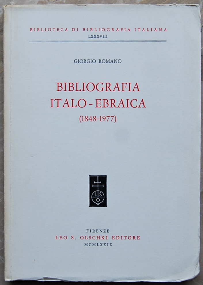 Romano Giorgio BIBLIOGRAFIA ITALO EBRAICA. (1848 ... - Copertina