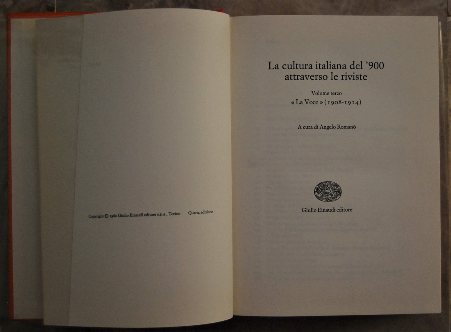 Romano' Angelo (A cura di) LA CULTURA ITALIANA DEL... - Copertina