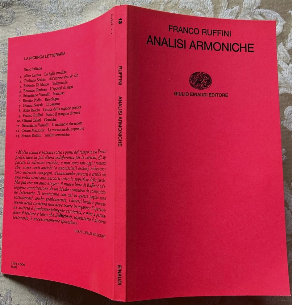 Ruffini Franco ANALISI ARMONICHE. - Copertina