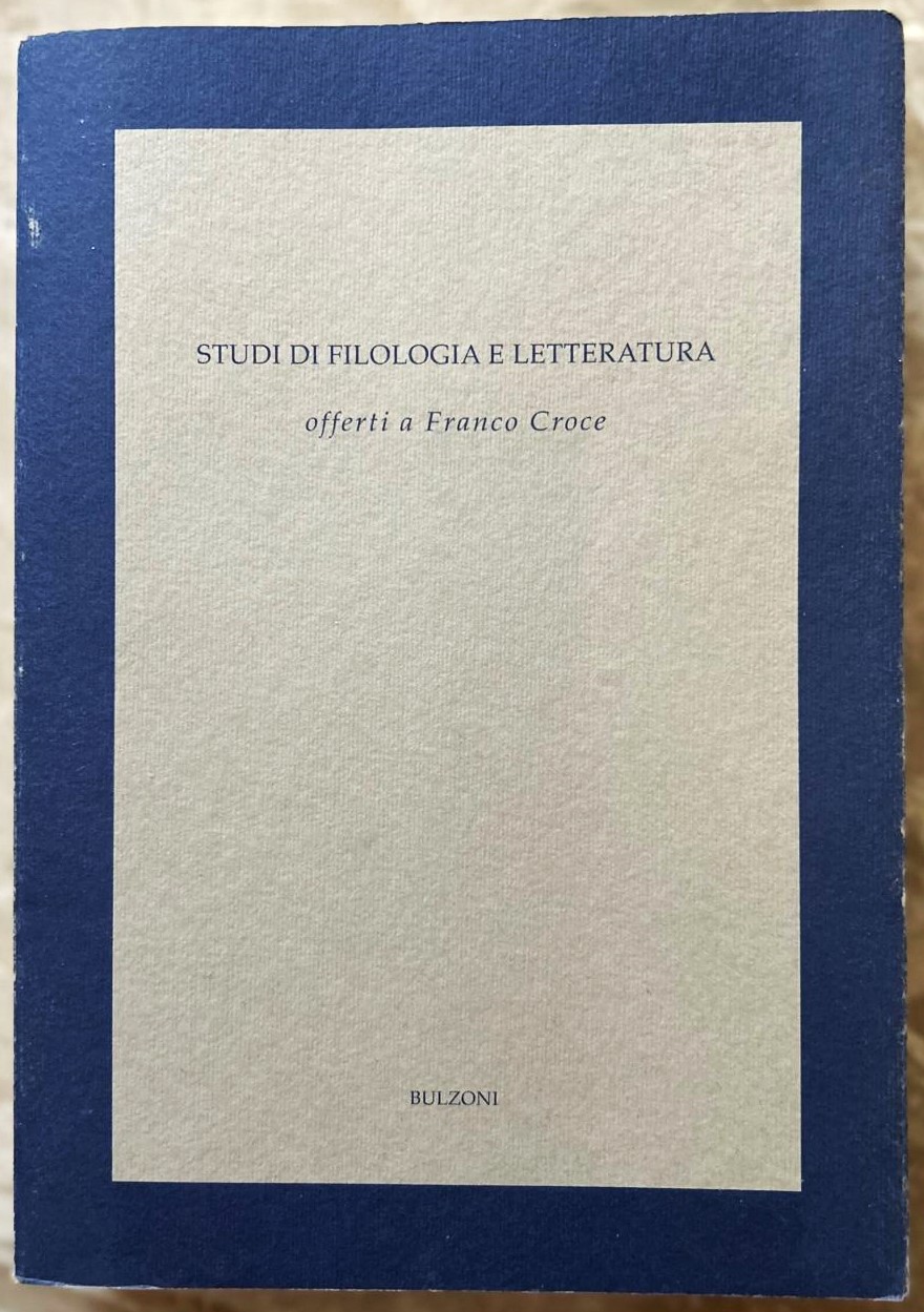  STUDI DI FILOLOGIA E LETTERATURA. OFFERTI A ... - Copertina