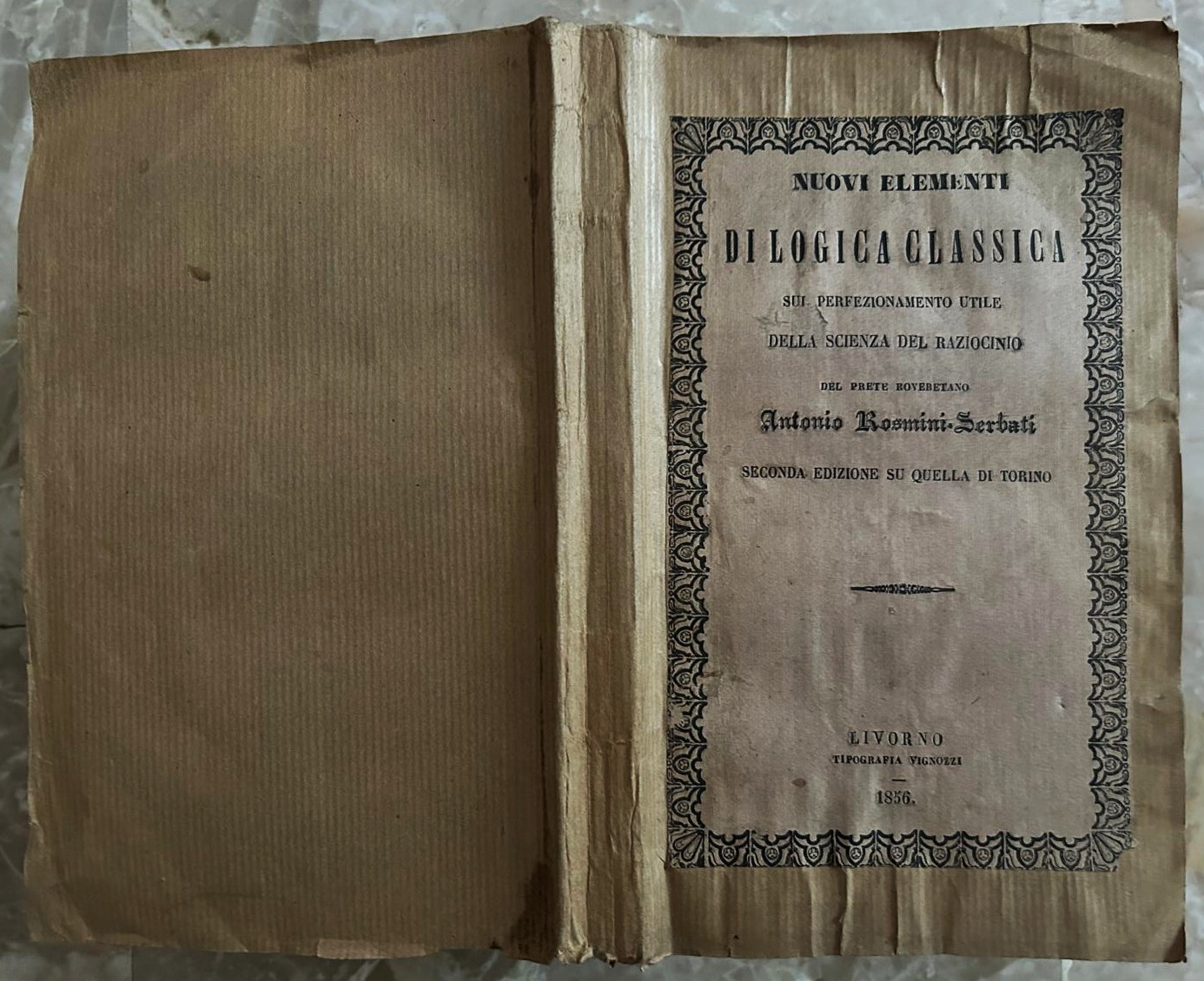 Rosmini Serbati Antonio NUOVI ELEMENTI DI LOGICA ... - Copertina