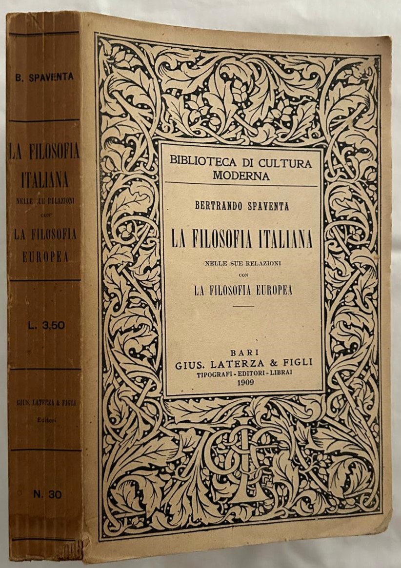 Spaventa B. LA FILOSOFIA ITALIANA NELLE SUE ... - Copertina