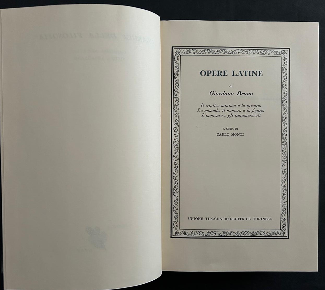 Giordano Bruno OPERE LATINE. - Copertina