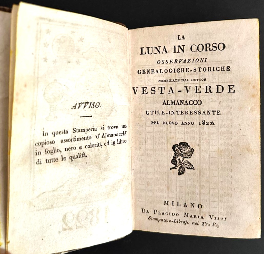 Vesta Verde LA LUNA IN CORSO. 1821 1822 1826. - Copertina